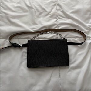 Michael Kors black signature logo belt bag